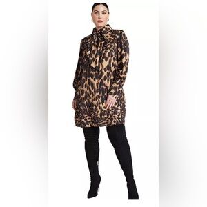 Leopard Bow Tie Mini Dress